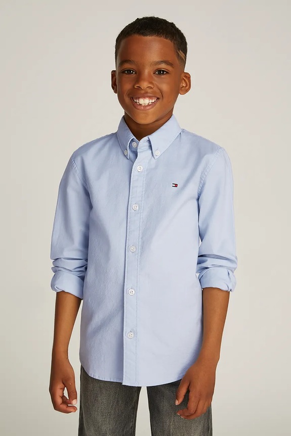 Tommy Hilfiger camicia per bambini tessuto elasticizzato blu KB0KB08728.128.176.PPYA