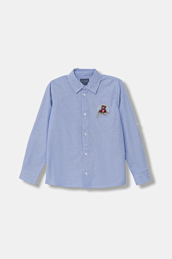 Dječja pamučna košulja Guess bez uzorka plava N5RH10.W9CL0.PPYA