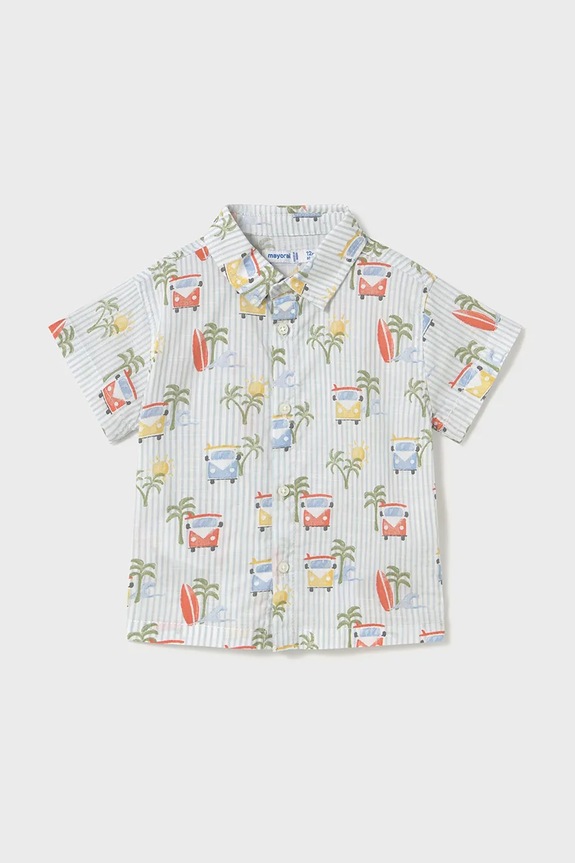 Mayoral koszula bawełniana dziecięca 1112.3E.Baby.PPYA niebieski SS25