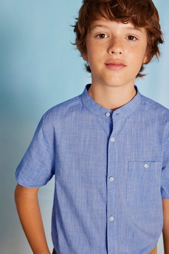 Mayoral koszula bawełniana dziecięca bawełna niebieski 6137.7B.Junior.PPYA