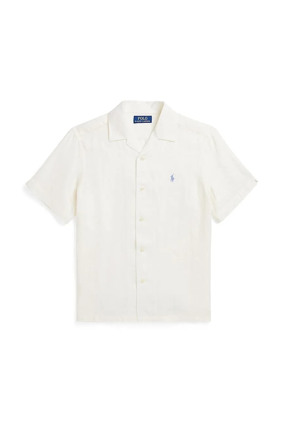 Detská ľanová košeľa Polo Ralph Lauren ľan biela 323964585001