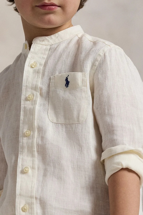 Polo Ralph Lauren camicia di lino per bambini 322964592002 bianco