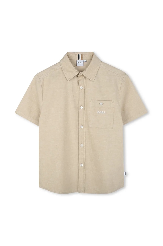 BOSS koszula lniana dziecięca casual beżowy J52008.114.150