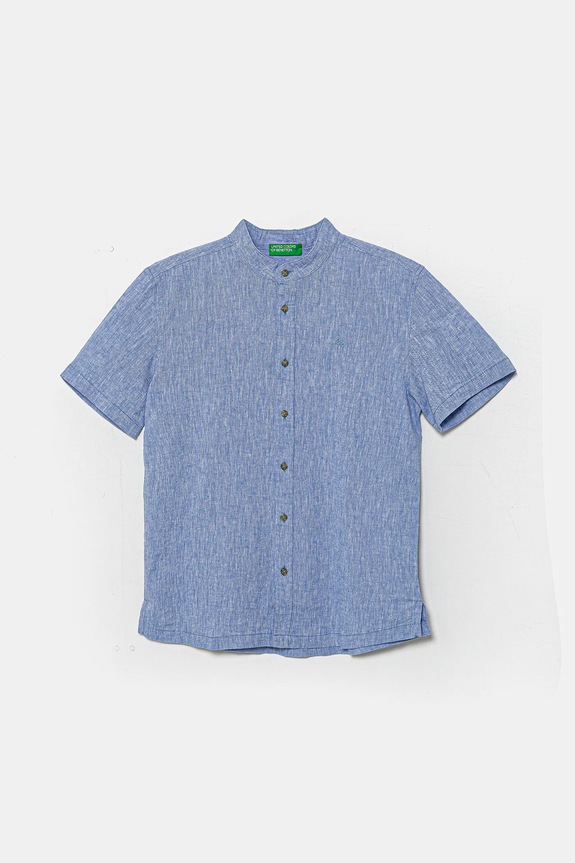 United Colors of Benetton koszula lniana dziecięca casual niebieski 52VMCQ03W.G.Seasonal