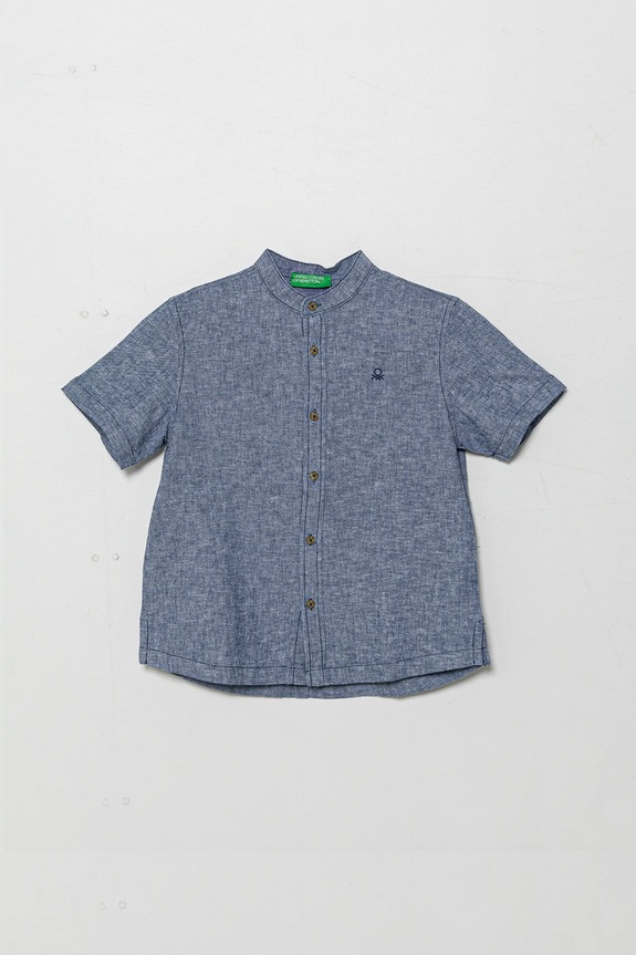 United Colors of Benetton koszula lniana dziecięca casual niebieski 52VMCQ03W.G.Seasonal