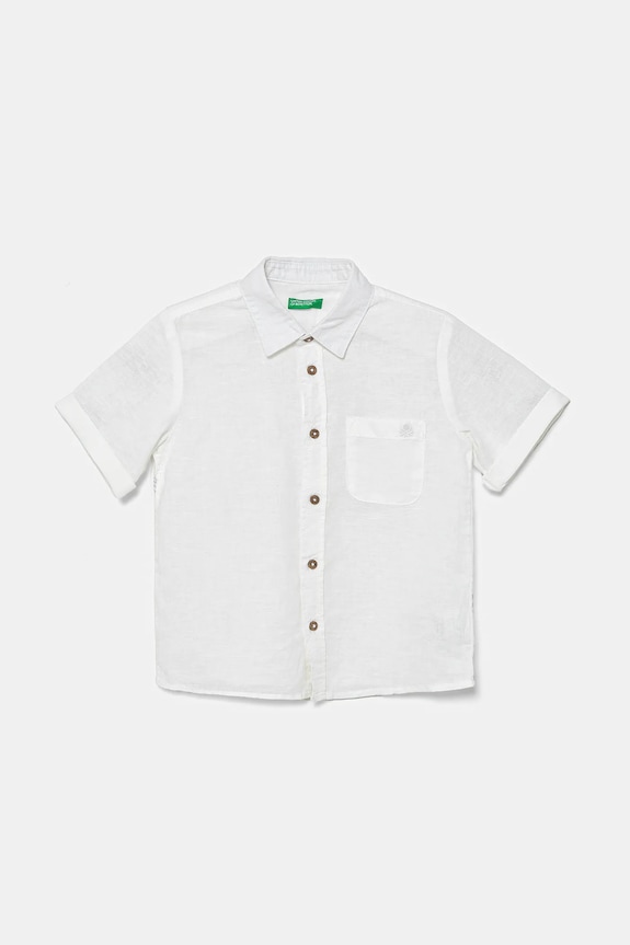 Παιδικό λινό πουκάμισο United Colors of Benetton casual λευκό 5IPVGQ02H.P.Seasonal