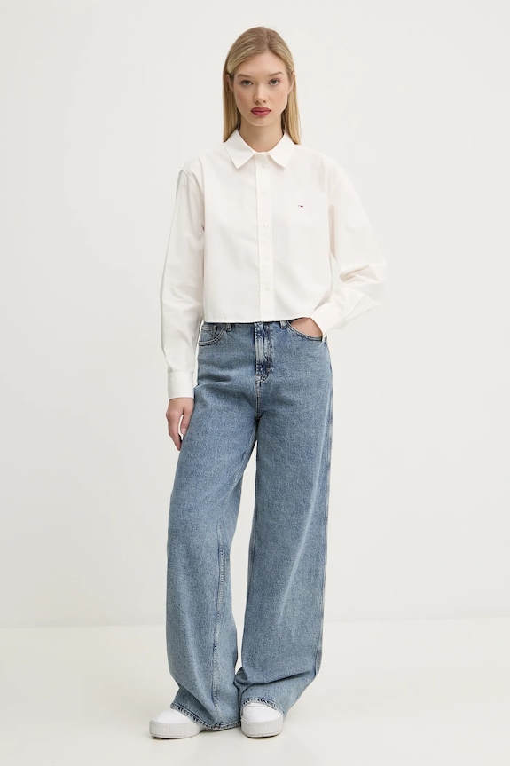 Bavlnená košeľa Tommy Jeans DW0DW19354 biela SS25