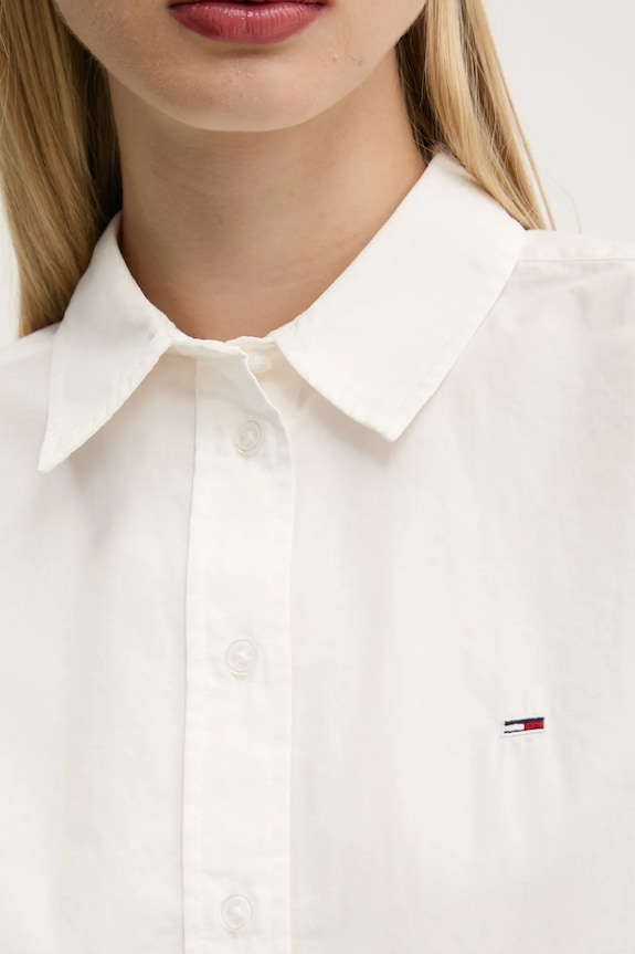 Bavlnená košeľa Tommy Jeans DW0DW19354 biela