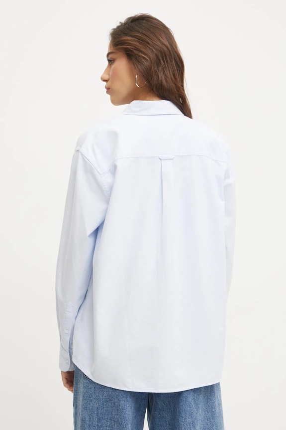 Ruházat Tommy Jeans pamut ing DW0DW19358 kék