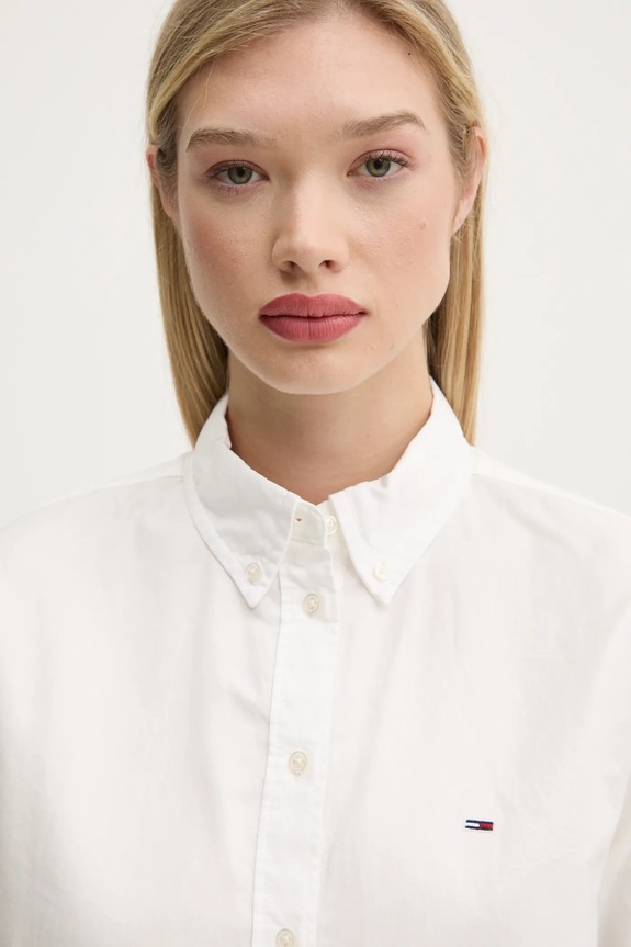 Bavlněná košile Tommy Jeans béžová DW0DW19890