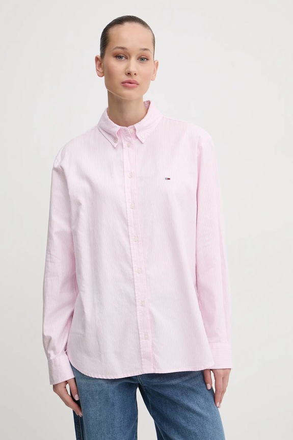 Tommy Jeans koszula damska bawełniana wzorzyste różowy DW0DW19890