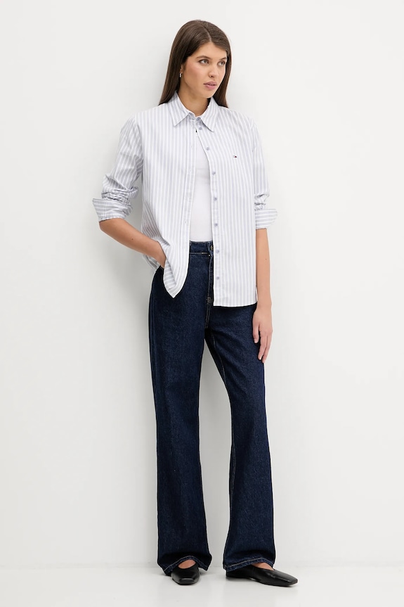 Tommy Jeans koszula bawełniana DW0DW19890 niebieski SS26
