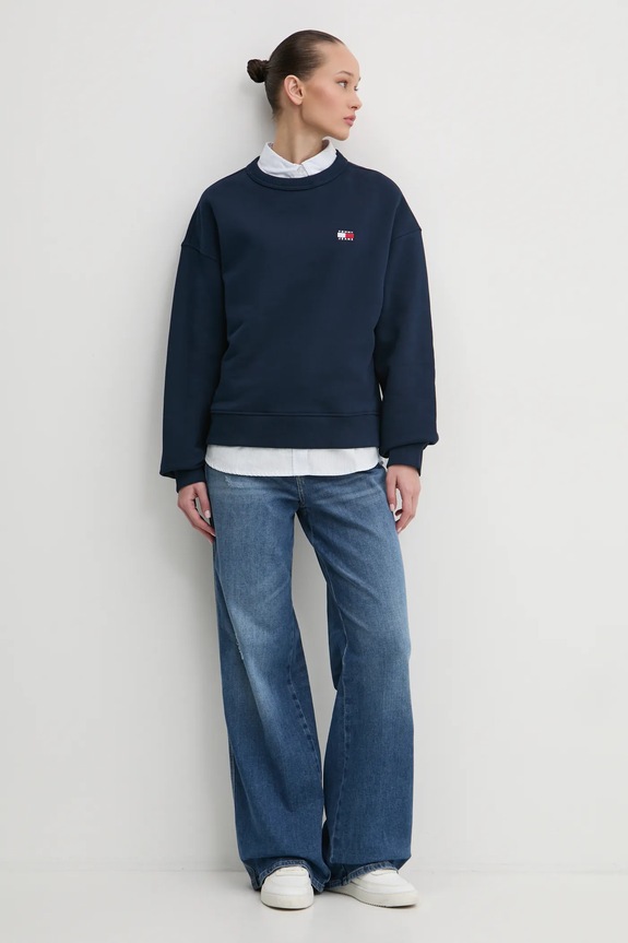 Tommy Jeans koszula bawełniana DW0DW19890 niebieski SS26