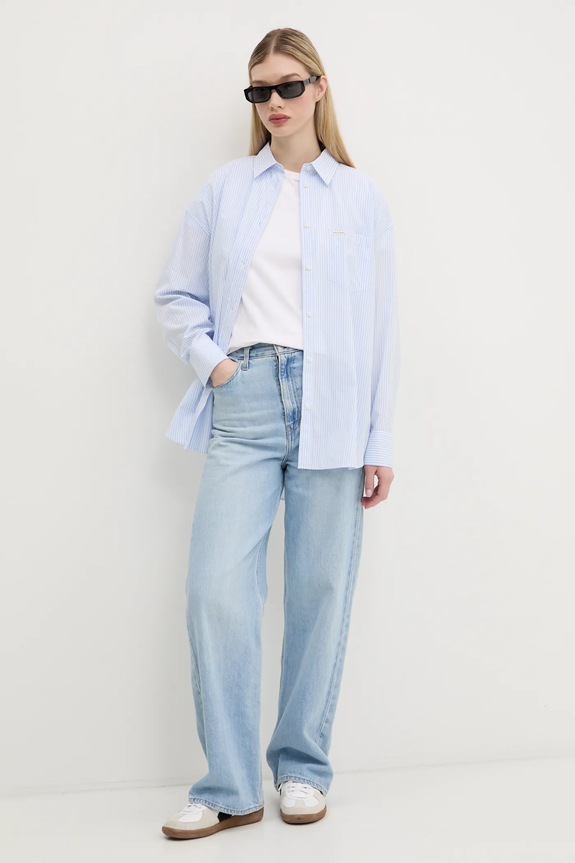 Βαμβακερό πουκάμισο Guess Jeans W5RH94.WGZ11 μπλε SS26