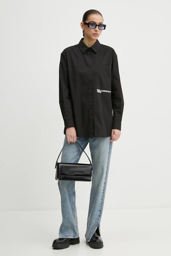 Bavlněná košile Karl Lagerfeld Jeans A1W11001 černá SS25