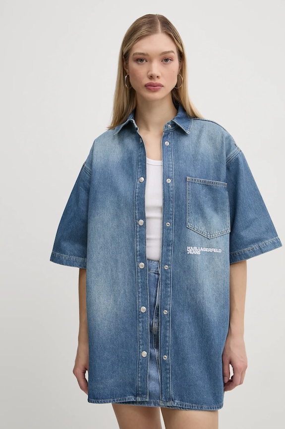 Džínová košile Karl Lagerfeld Jeans riflovina modrá A1W11008