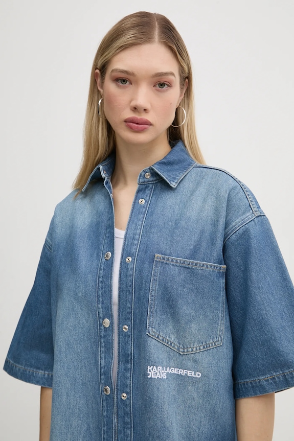 Džínová košile Karl Lagerfeld Jeans modrá A1W11008