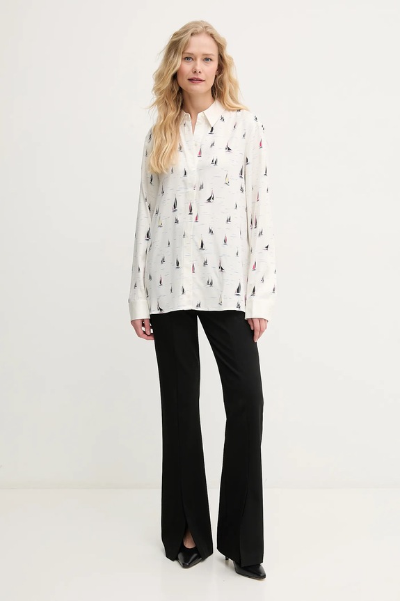 Košeľa Tommy Hilfiger WW0WW44036 béžová SS25