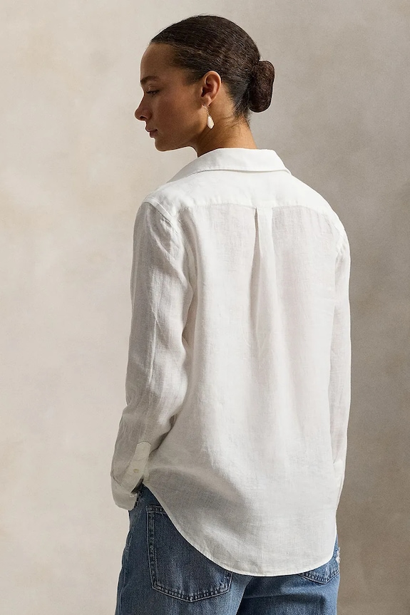 Ľanová košeľa Polo Ralph Lauren 211970730 biela SS26