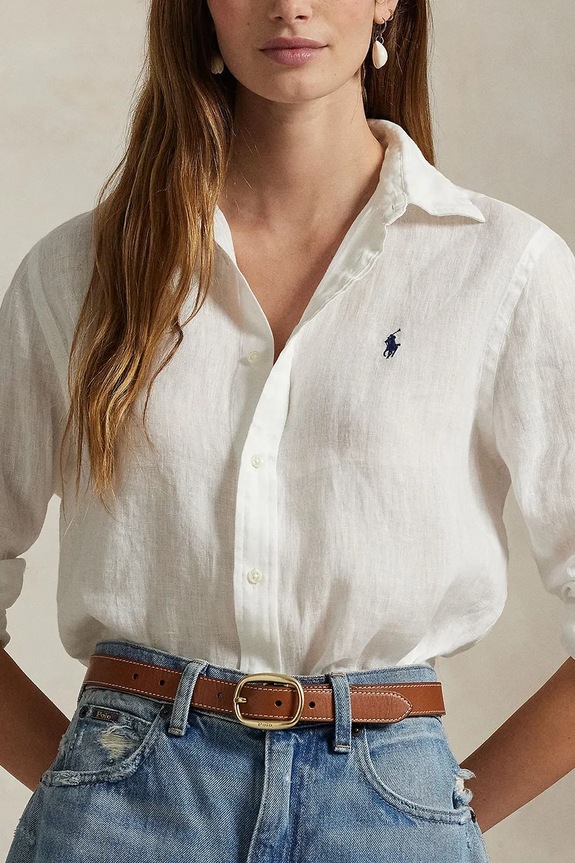 Lanena košulja Polo Ralph Lauren bijela 211970730