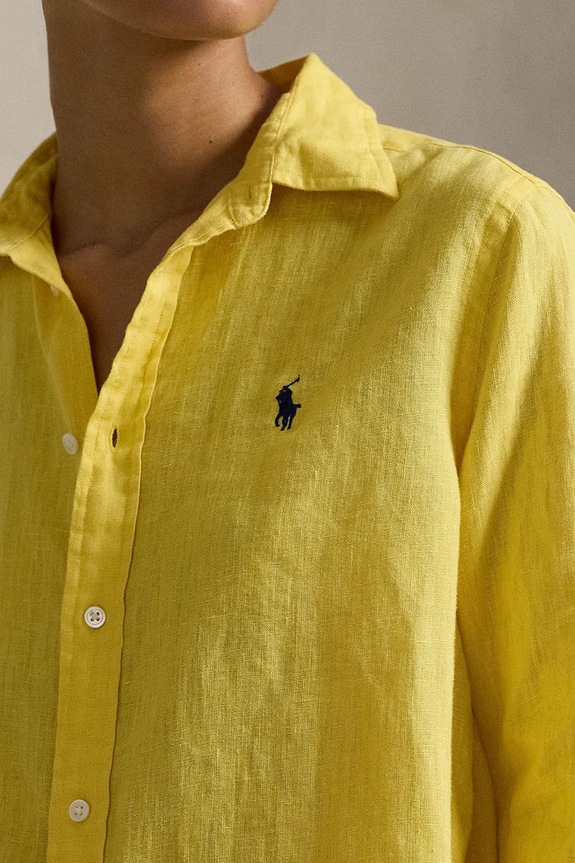 Lanena košulja Polo Ralph Lauren zlatna 211970730