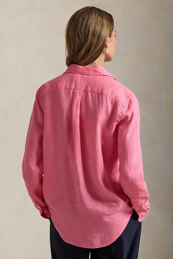 Lněná košile Polo Ralph Lauren 211970730 růžová SS26