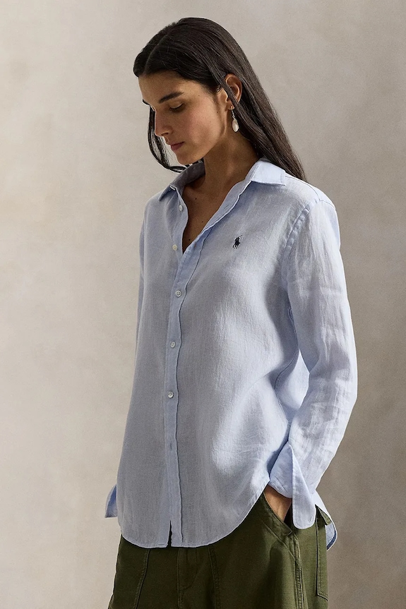 Polo Ralph Lauren cămașă de in lung albastru 211970730