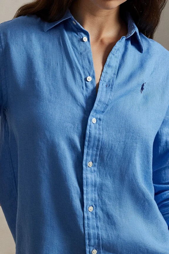 Πουκάμισο από λινό Polo Ralph Lauren μπλε 211970730