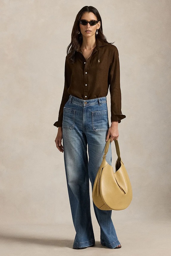 Îmbrăcăminte Polo Ralph Lauren cămașă de in 211970730 maro