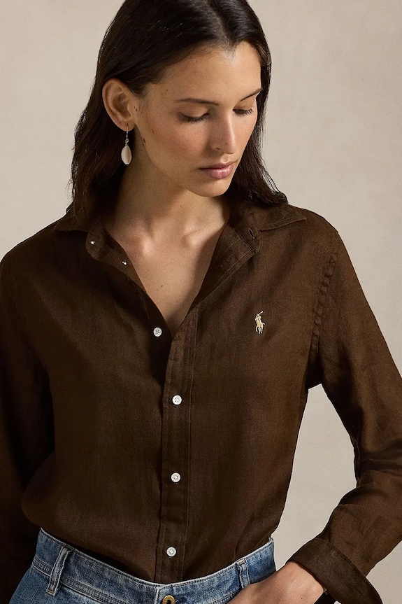 Polo Ralph Lauren cămașă de in maro 211970730