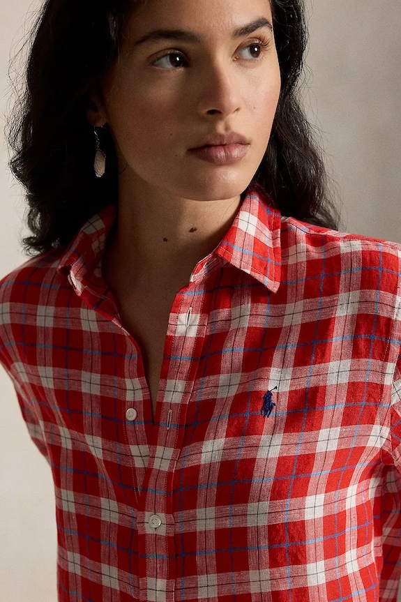 Polo Ralph Lauren koszula damska lniana czerwony 211970733