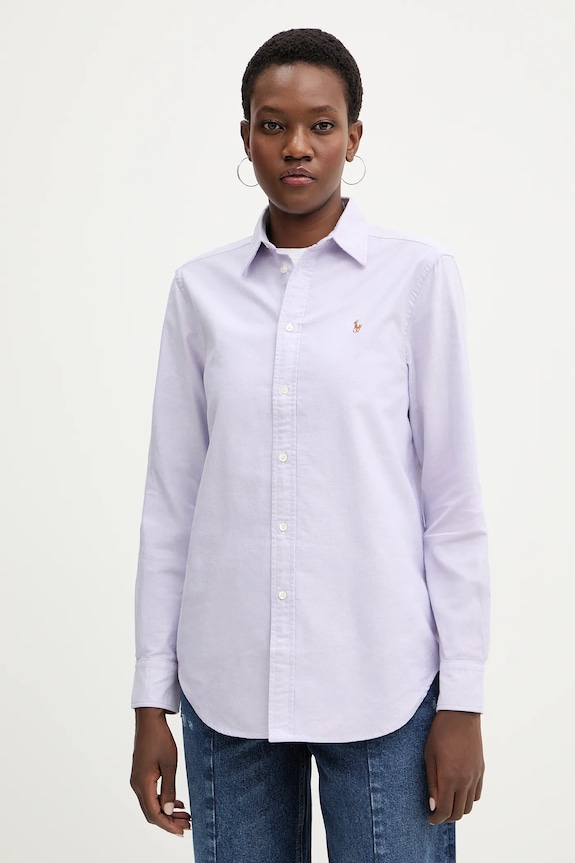 Bavlnená košeľa Polo Ralph Lauren relaxed fialová 211970736
