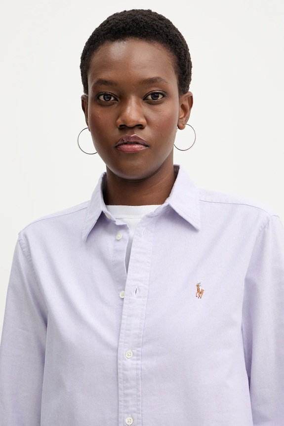 Bavlnená košeľa Polo Ralph Lauren fialová 211970736