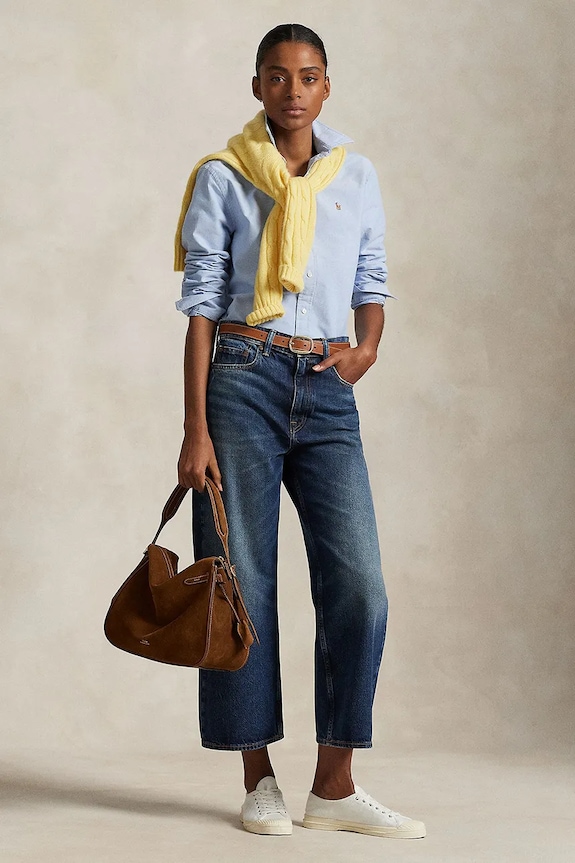 Хлопковая рубашка Polo Ralph Lauren голубой 211970736