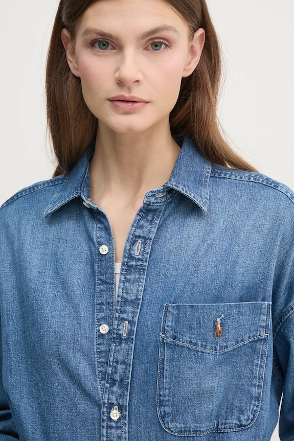 Rifľová košeľa Polo Ralph Lauren modrá 211969398