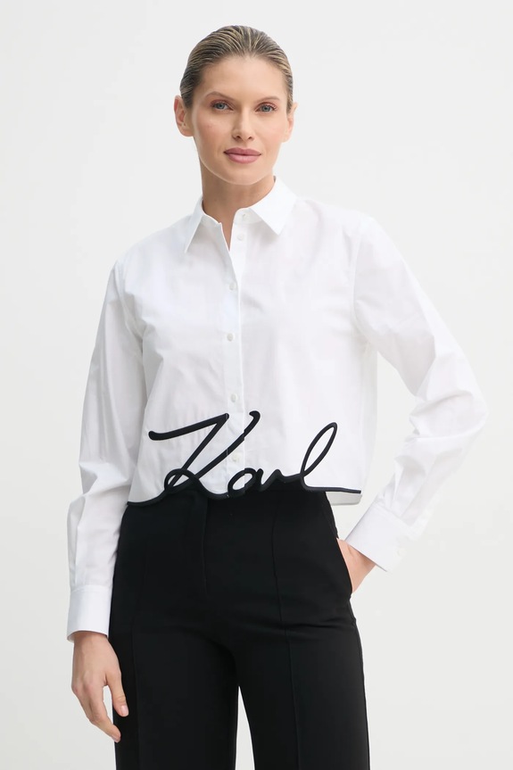 Karl Lagerfeld koszula bawełniana regular biały A1W11002