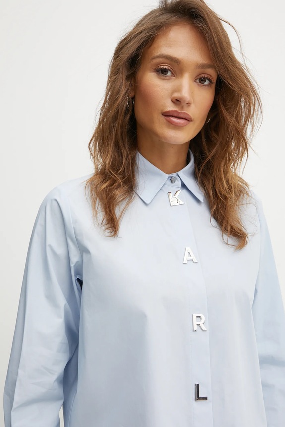 Хлопковая рубашка Karl Lagerfeld casual голубой A1W11026