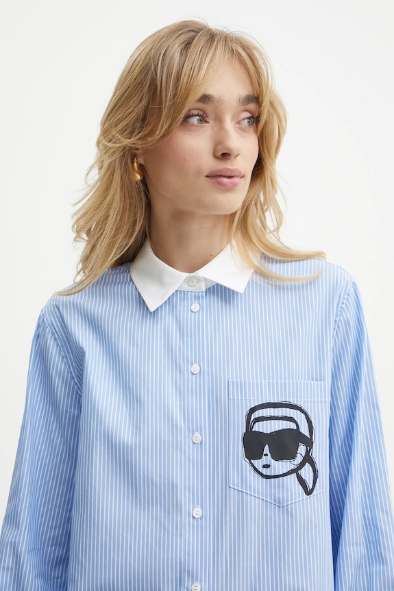 Karl Lagerfeld camicia in cotone blu A1W11037