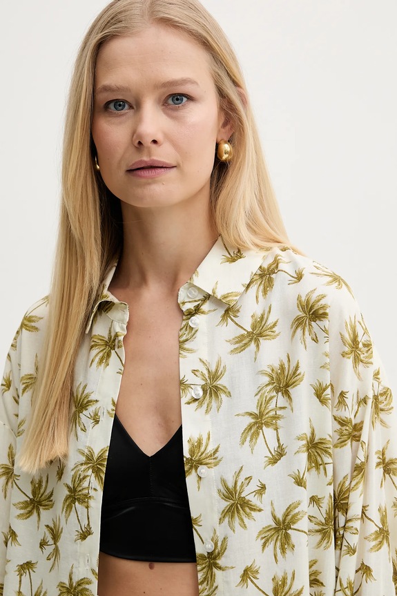 Πουκάμισο με μείγμα από λινό Twinset μπεζ 251LB2VBB