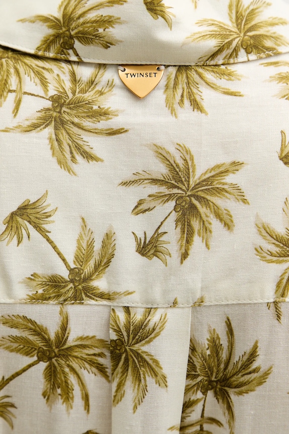 Πουκάμισο με μείγμα από λινό Twinset 251LB2VBB μπεζ