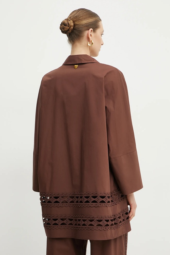 Ρούχα Βαμβακερό πουκάμισο Twinset 251LB2KBB καφέ