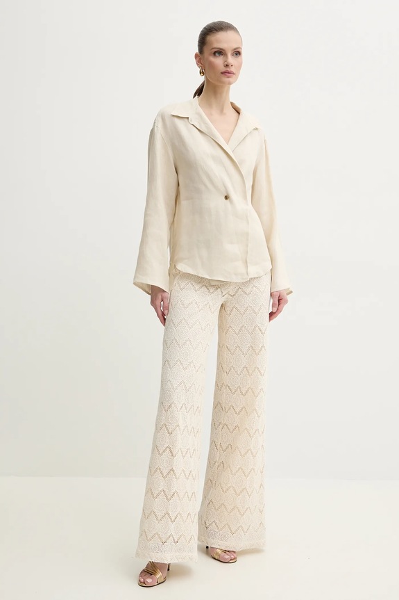 Twinset camicia di lino 251TF2017 beige SS25