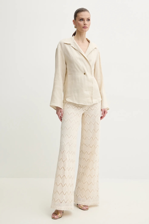 Twinset camicia di lino 251TF2017 beige SS25