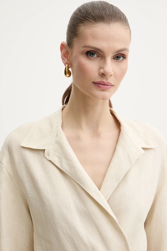 Twinset camicia di lino beige 251TF2017