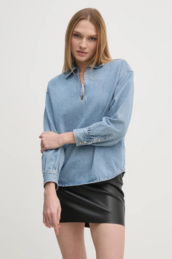 Pepe Jeans bluză subțire din denim NOVA fixat albastru PL304985