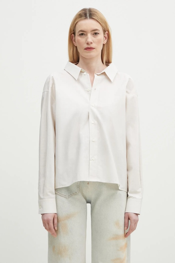 Хлопковая рубашка MM6 Maison Margiela casual бежевый S52DT0043