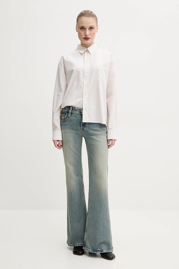Βαμβακερό πουκάμισο MM6 Maison Margiela S52DT0043 μπεζ SS25
