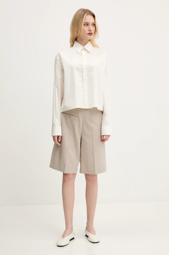 Bavlnená košeľa MM6 Maison Margiela S52DT0042 béžová SS25