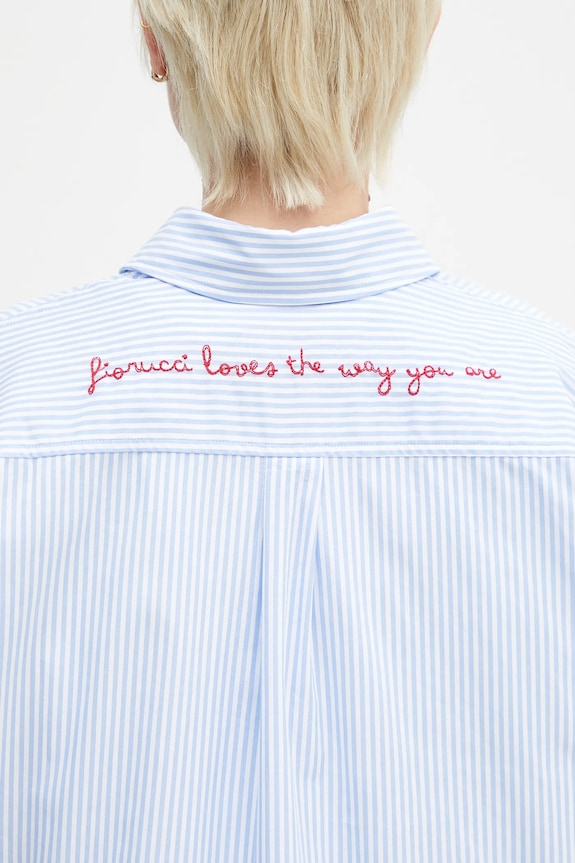 Fiorucci pamut ing Striped Embroidered Drawstring Shirt W02SPTLO170CO01BL02 kék