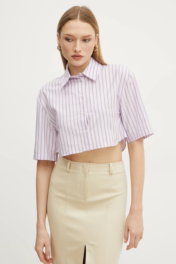 Patrizia Pepe camasa din bumbac scurt violet 2C1601.A569